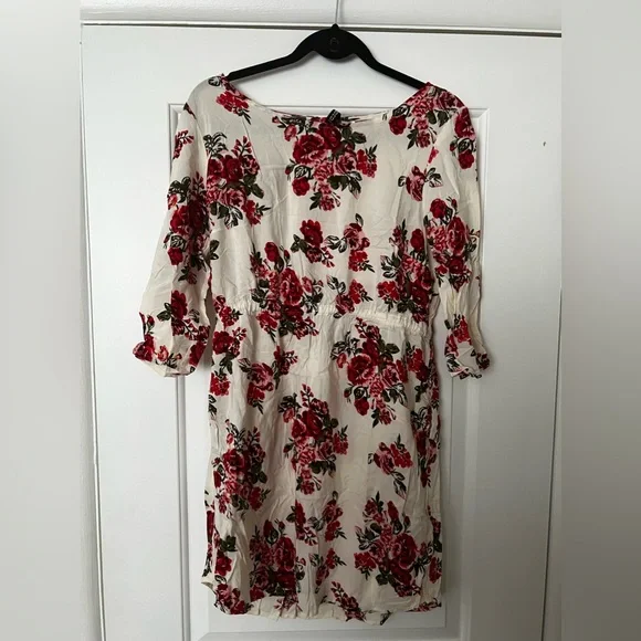 short flowy flower dress Black Floral Print Cotton Mini Dress - Women's Dresses